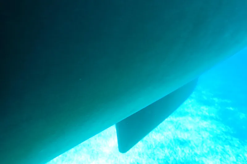 Slide: The Image of Underwater view of 2016 Fountaine Pajot Lucia 40 catamaran hull. - 95