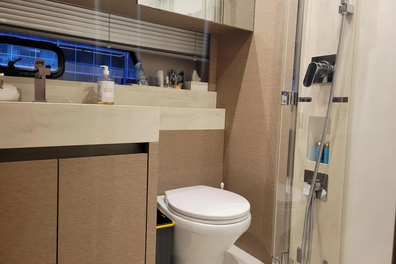 Slide: The Image of Luxurious 2018 Prestige 520 yacht interior with modern design and spacious layout. - 15