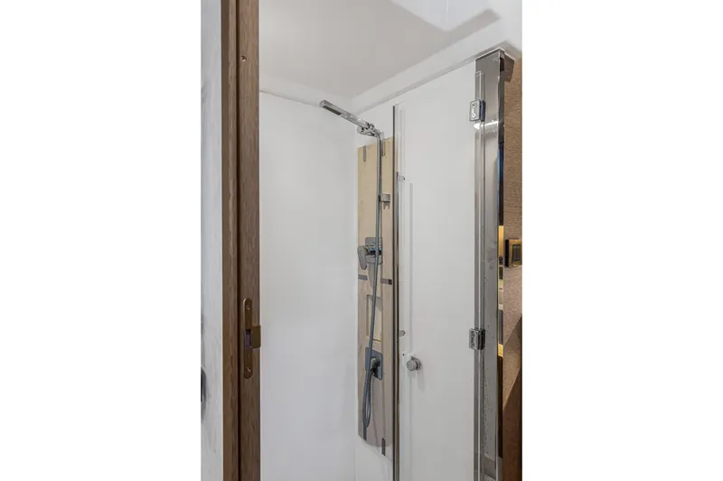 Slide: The Image of Shower area in 2018 Prestige 520 yacht, featuring modern fixtures and sleek design. - 43