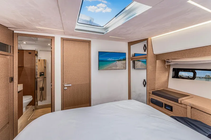 Slide: The Image of Luxurious interior of 2018 Prestige 520 yacht with skylight and modern amenities. - 46