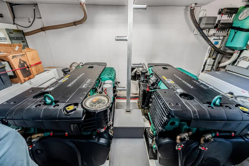 Slide: The Image of Engine room of a 2018 Prestige 520 yacht with Volvo Penta IPS 600 engines. - 60