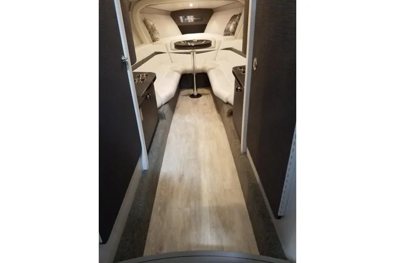 Slide: The Image of 2019 Formula 382 FASTech cabin interior with modern seating and sleek design. - 10