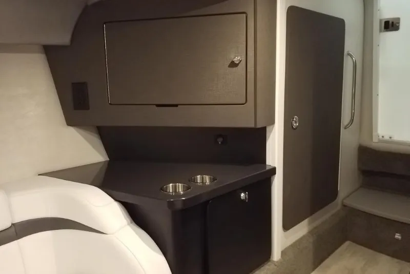 Slide: The Image of 2019 Formula 382 FASTech cabin interior with seating and storage compartments. - 14