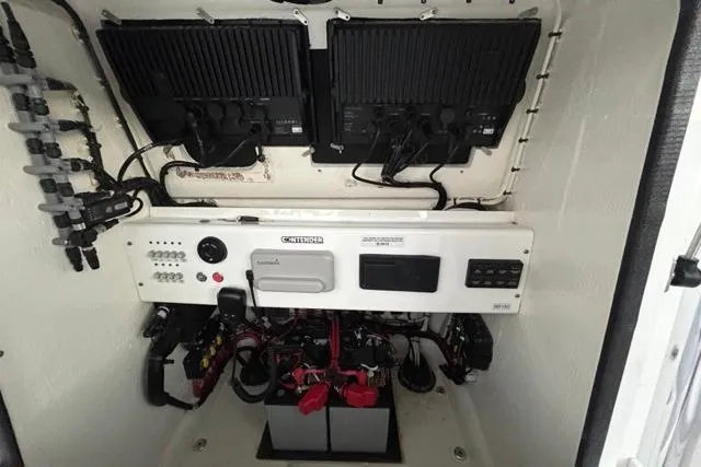 Slide: The Image of Electrical system of a 2025 Contender 26 Bay boat, featuring advanced wiring and components. - 20