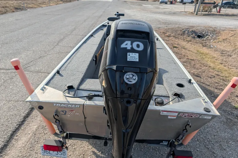 Slide: The Image of 2017 Tracker Panfish 16 boat with Mercury 40 HP outboard motor on trailer. - 8