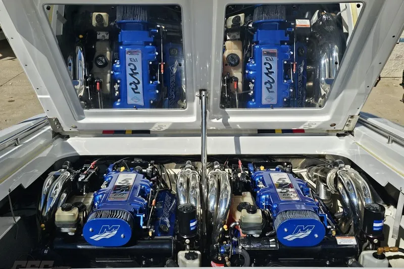 Slide: The Image of 2009 Formula 353 FASTech engine compartment with twin high-performance blue engines. - 94