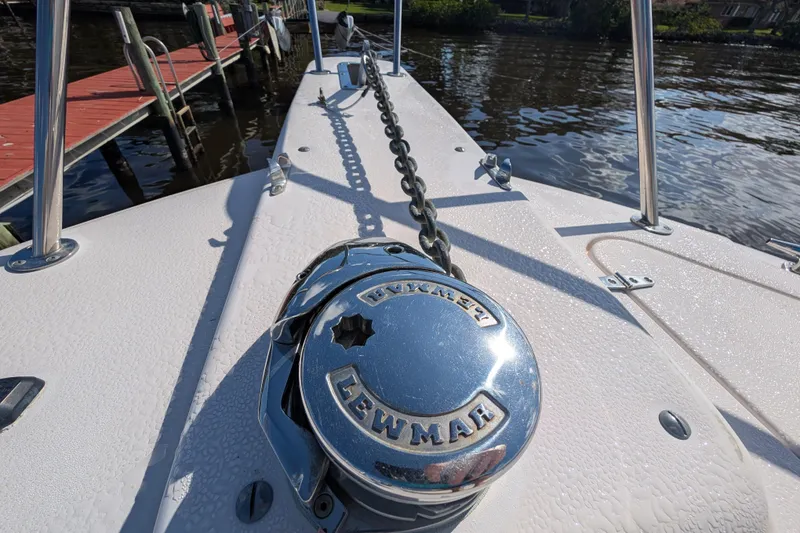 Slide: The Image of 2010 Grady-White Express 330 boat deck with Lewmar anchor winch. - 9