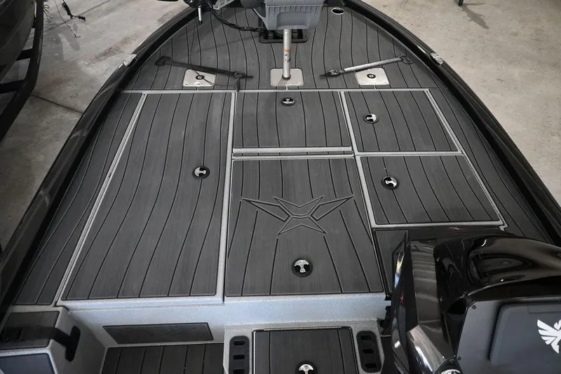 Slide: The Image of 2026 Vexus AVX 1880c boat deck with sleek, modern design and storage compartments. - 4