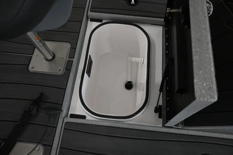 Slide: The Image of 2026 Vexus AVX 1880c boat interior with open storage compartment. - 9