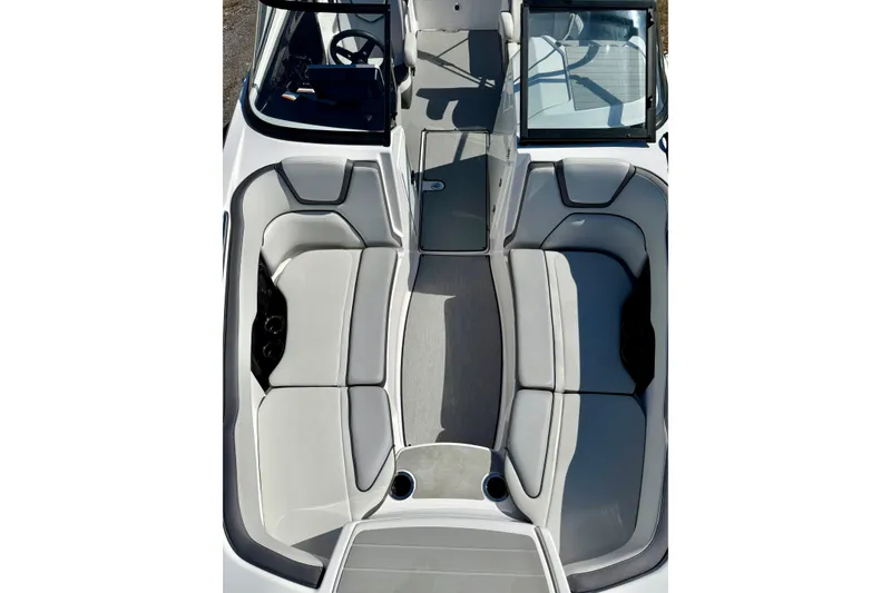 Slide: The Image of 2024 Yamaha SX 250 boat interior with spacious seating and modern design. - 21