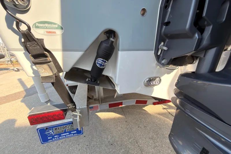 Slide: The Image of 2023 Sea Hunt Gamefish 25 boat controls with Yamaha throttle and switches. - 28