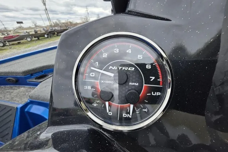 Slide: The Image of Close-up of 2026 Nitro Z20 XL Pro tachometer displaying RPM gauge. - 25