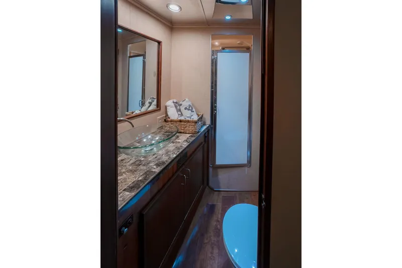 Slide: The Image of Luxurious bathroom interior of 1975 Hatteras 58 Long Range Cruiser yacht. - 11