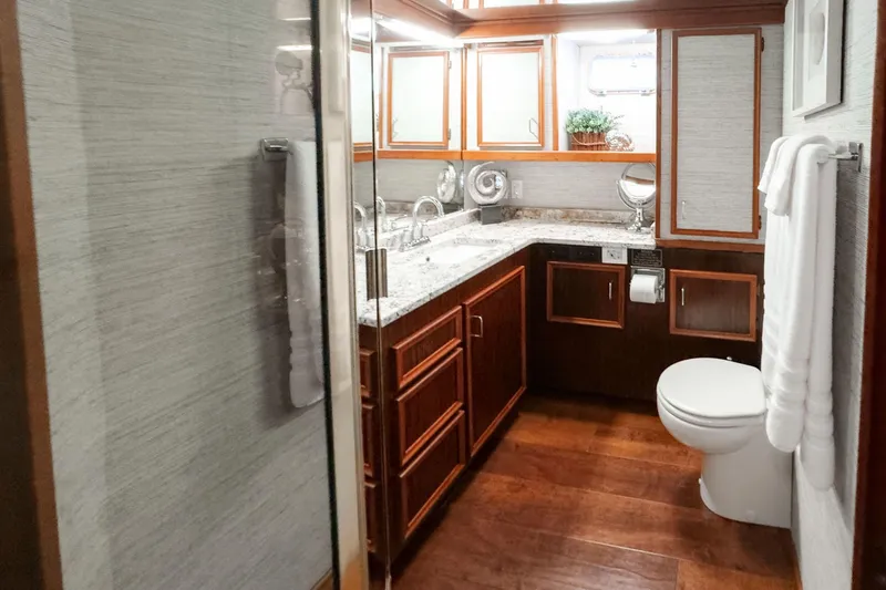 Slide: The Image of Luxurious bathroom interior of 1975 Hatteras 58 Long Range Cruiser yacht. - 14