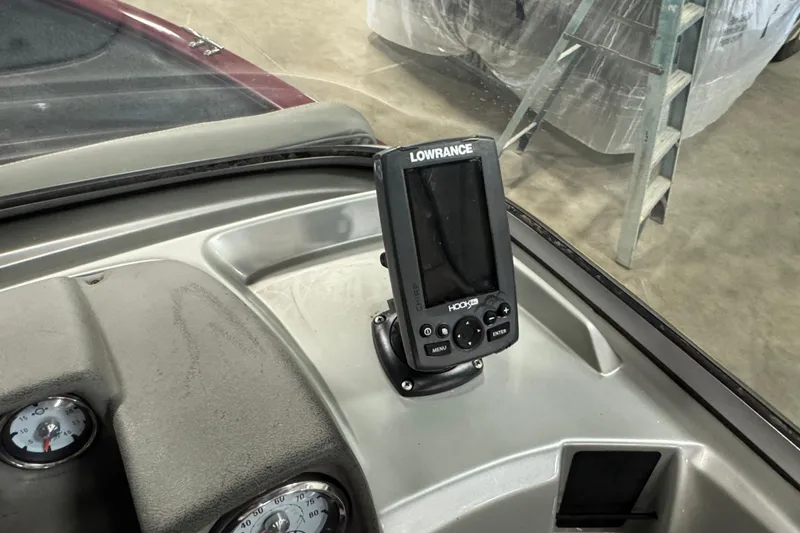 Slide: The Image of 2018 Tracker Pro Guide V-175 Combo boat dashboard with Lowrance fish finder. - 9