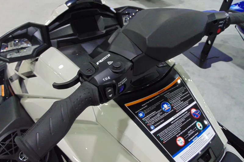 Slide: The Image of 2026 Yamaha WaveRunner VX Cruiser HO handlebar and control panel close-up. - 8