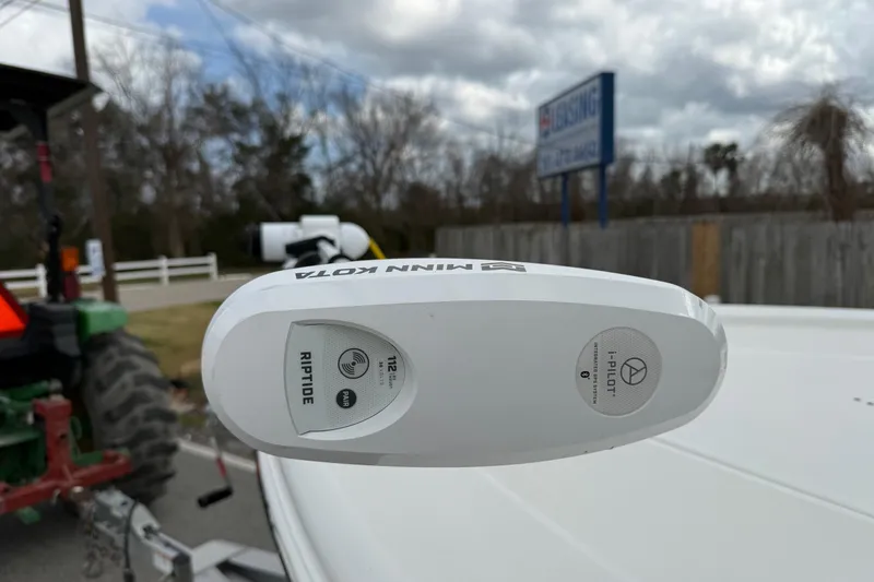 Slide: The Image of Minn Kota Riptide trolling motor on 2021 Sea Pro 248 Bay boat, outdoor setting. - 19