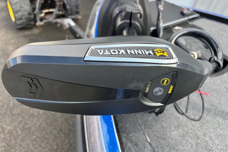 Slide: The Image of Minn Kota motor on 2026 Ranger Z520R boat, close-up view. - 5