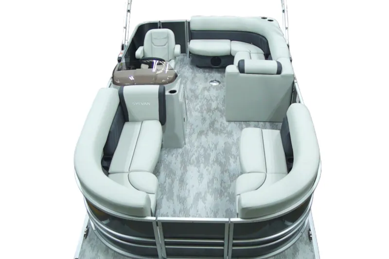 Slide: The Image of 2026 Sylvan Mirage 818 Cruise pontoon boat with spacious seating and modern design. - 2