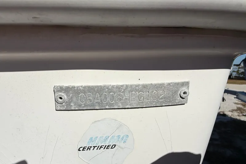 Slide: The Image of 2002 Cobia 191 Bay boat hull identification number plate. - 15