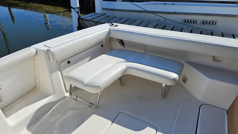 Slide: The Image of Interior of a 2006 Tiara Yachts 2900 Coronet with white seating. - 5
