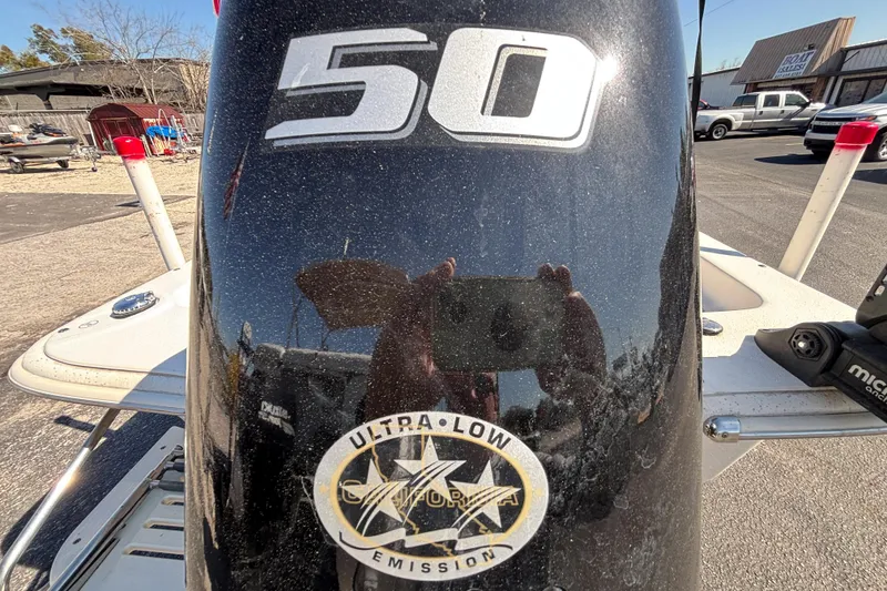 Slide: The Image of 2016 Carolina Skiff 16 JVX CC outboard motor with 50 horsepower, ultra-low emission label. - 11