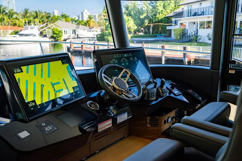 Slide: The Image of Cockpit of 2023 Absolute 64 Navetta yacht with advanced navigation systems. - 19
