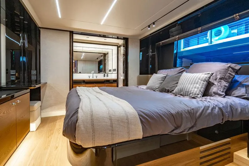 Slide: The Image of Luxurious bedroom interior of 2023 Absolute 64 Navetta yacht with modern design. - 32
