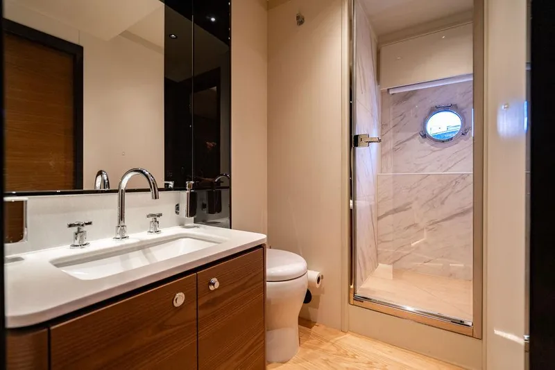Slide: The Image of Luxurious bathroom in 2023 Absolute 64 Navetta yacht with modern fixtures and shower. - 39