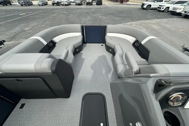 Slide: The Image of Interior of 2026 Evotti 523CS boat with spacious seating and modern design. - 12