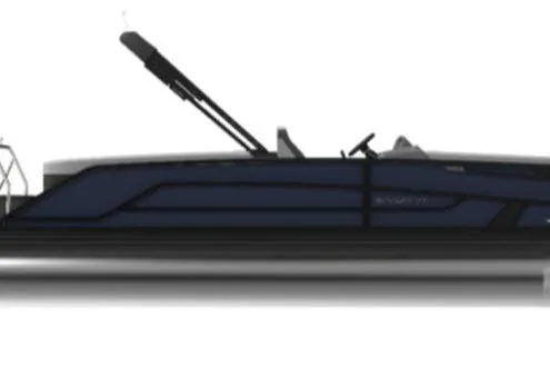 Slide: The Image of 2026 Evotti 523CS pontoon boat, sleek design, side view, modern features. - 22
