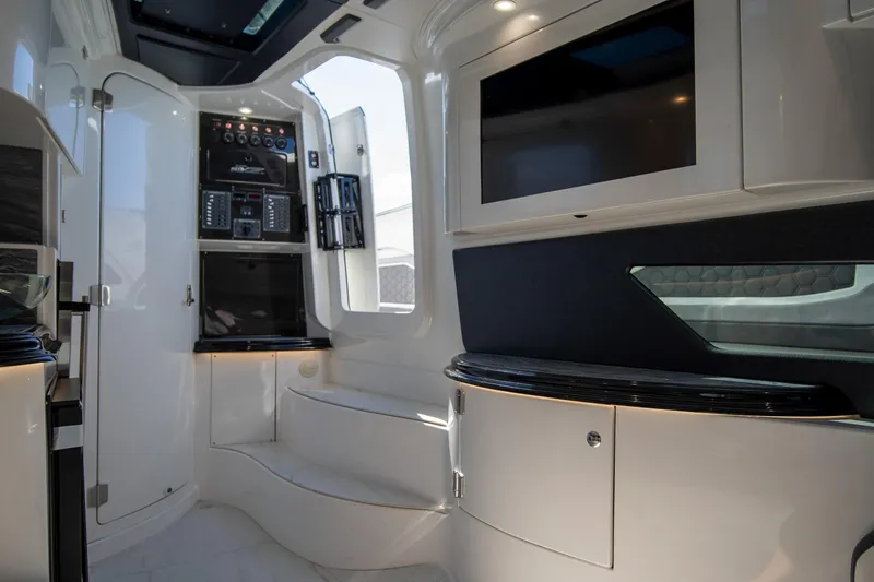 Slide: The Image of Luxurious interior of 2023 MTI 50v boat with modern control panel and sleek design. - 43