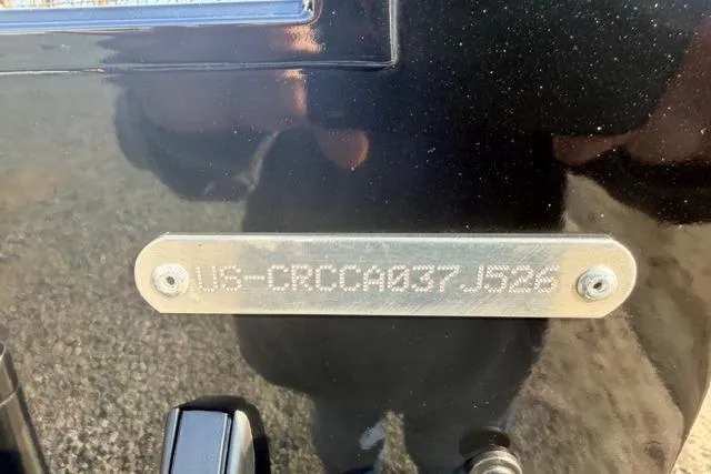 Slide: The Image of 2026 Crestliner 1850 Commander boat with visible hull identification number plate. - 3