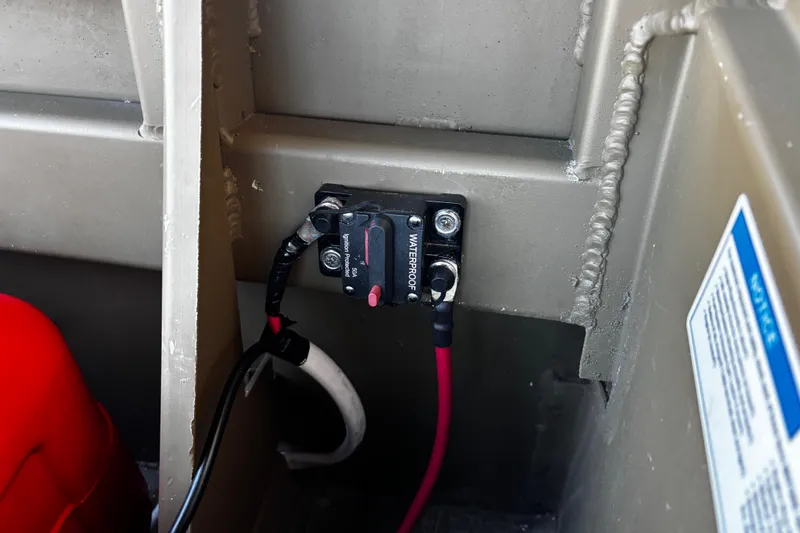 Slide: The Image of Waterproof electrical connection in 2025 G3 Gator Tough 1652 VBW boat interior. - 33