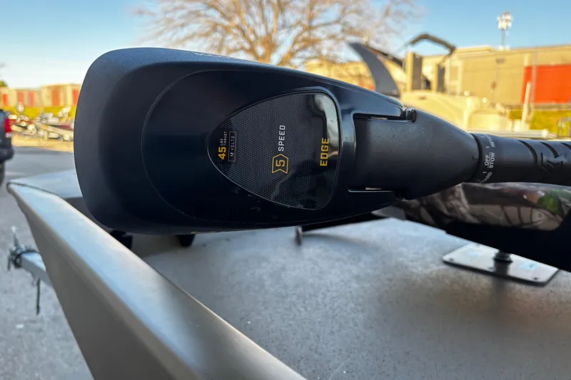 Slide: The Image of Close-up of 2025 G3 Gator Tough 1652 VBW boat motor control handle. - 49