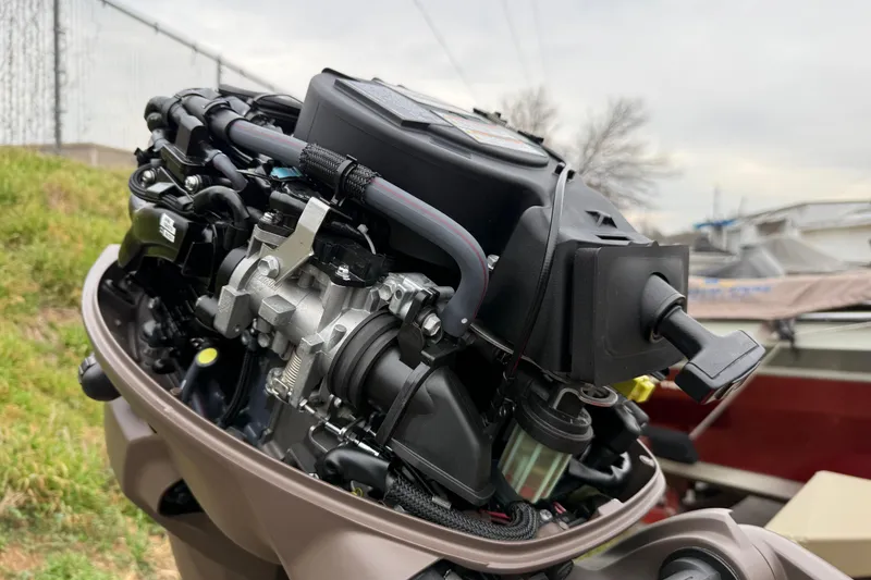 Slide: The Image of 2025 G3 Gator Tough 1652 VBW boat engine close-up, showcasing intricate mechanical details. - 5