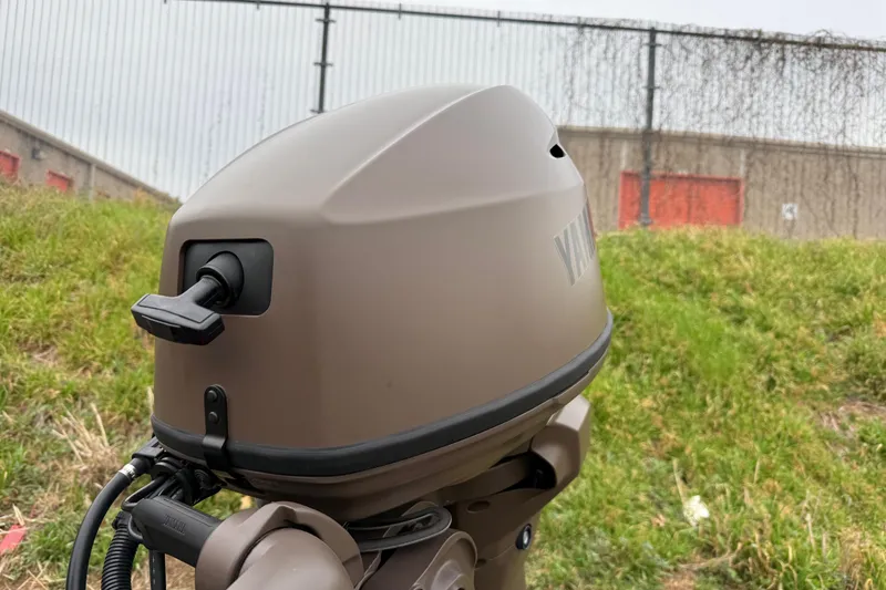 Slide: The Image of 2025 G3 Gator Tough 1652 VBW outboard motor, close-up view outdoors. - 6