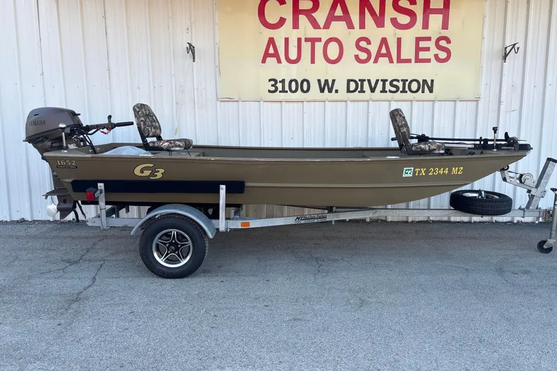 Slide: The Image of 2025 G3 Gator Tough 1652 VBW boat on trailer at Cransh Auto Sales. - 7