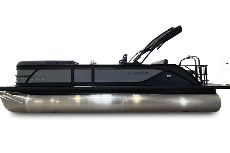 Slide: The Image of 2026 Godfrey Sweetwater 22' Single Flip Lounge Tritoon, sleek design, side view. - 35