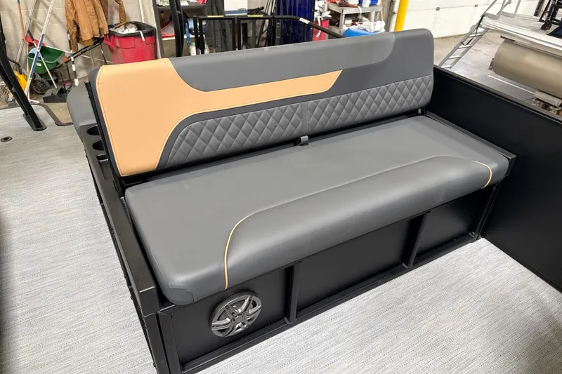 Slide: The Image of 2026 Godfrey Sweetwater 22' Tritoon lounge seat with quilted design and integrated speaker. - 37