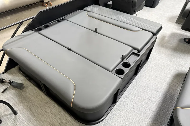 Slide: The Image of 2026 Godfrey Sweetwater 22' Tritoon lounge seating with cup holders and sleek design. - 39