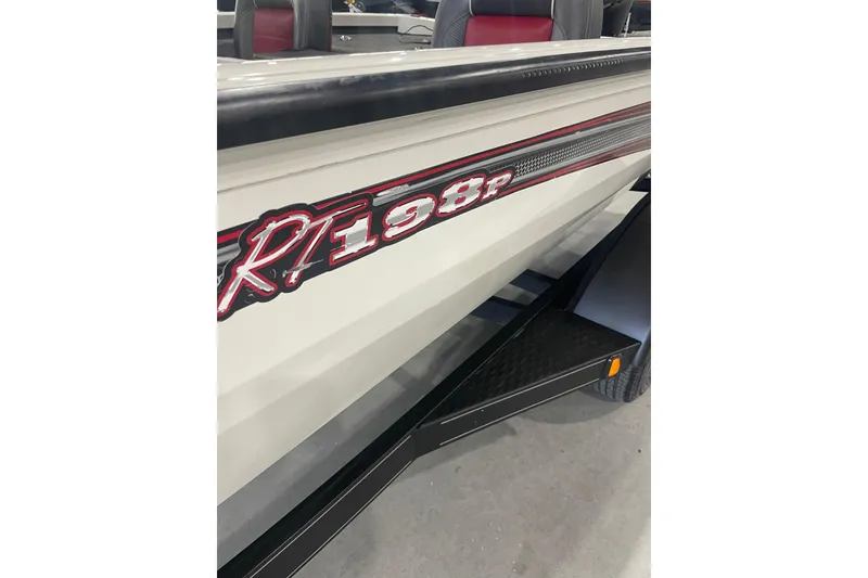Slide: The Image of 2018 Ranger RT198P boat side view with model decal. - 3