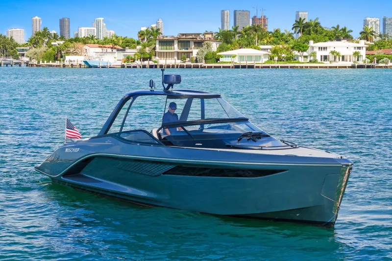 Slide: The Image of Luxury Princess R35 yacht cruising near city skyline, 2020 model. - 7