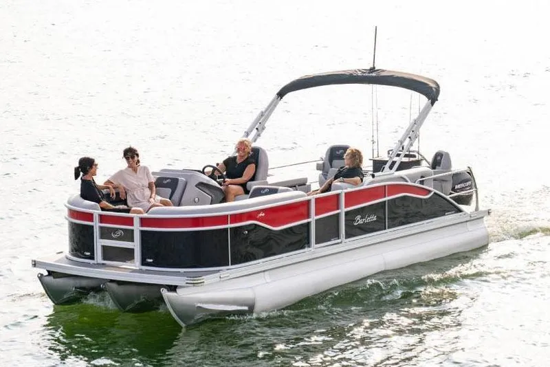 Slide: The Image of Manufacturer Provided Image: 2026 Barletta ARIA 20CC pontoon boat cruising with passengers on a sunny day. - 4