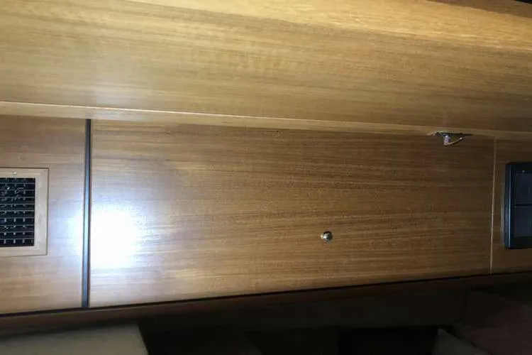 Slide: The Image of 1997 Bayliner 3988 Motoryacht interior wood paneling detail. - 46