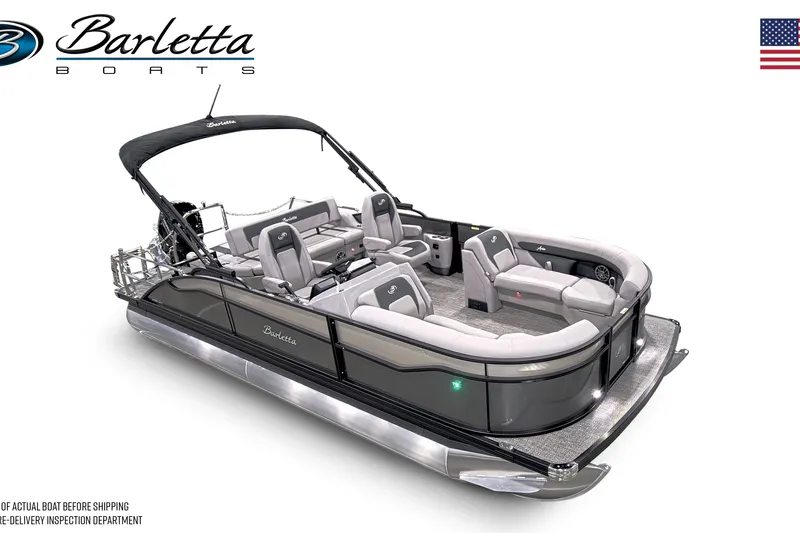 Slide: The Image of 2026 Barletta ARIA 22UC pontoon boat with sleek design and spacious seating. - 4