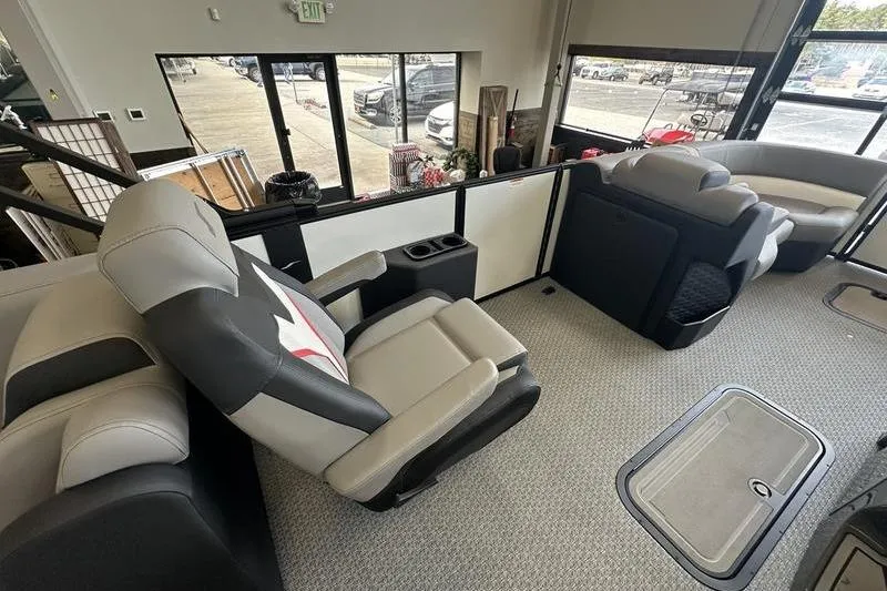 Slide: The Image of Interior of 2026 Evotti 723QL boat with luxurious seating and modern design. - 15