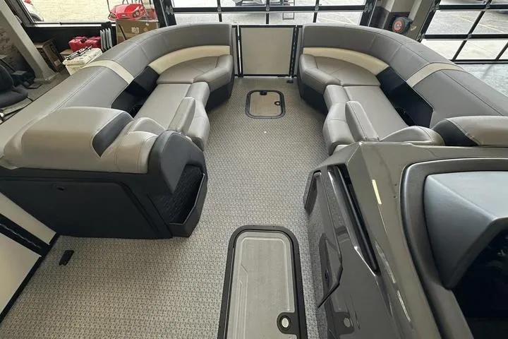 Slide: The Image of Luxurious interior of 2026 Evotti 723QL boat with plush seating and modern design. - 8