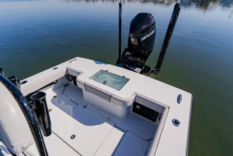 Slide: The Image of 2024 Dorado 25 boat with Mercury engine on calm water. - 38