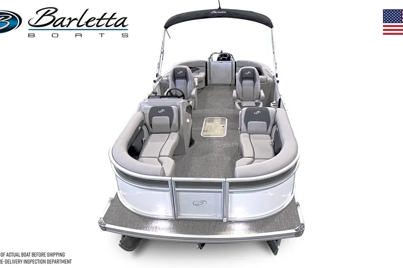 Slide: The Image of 2026 Barletta ARIA 22QC pontoon boat with spacious seating and sleek design. - 5